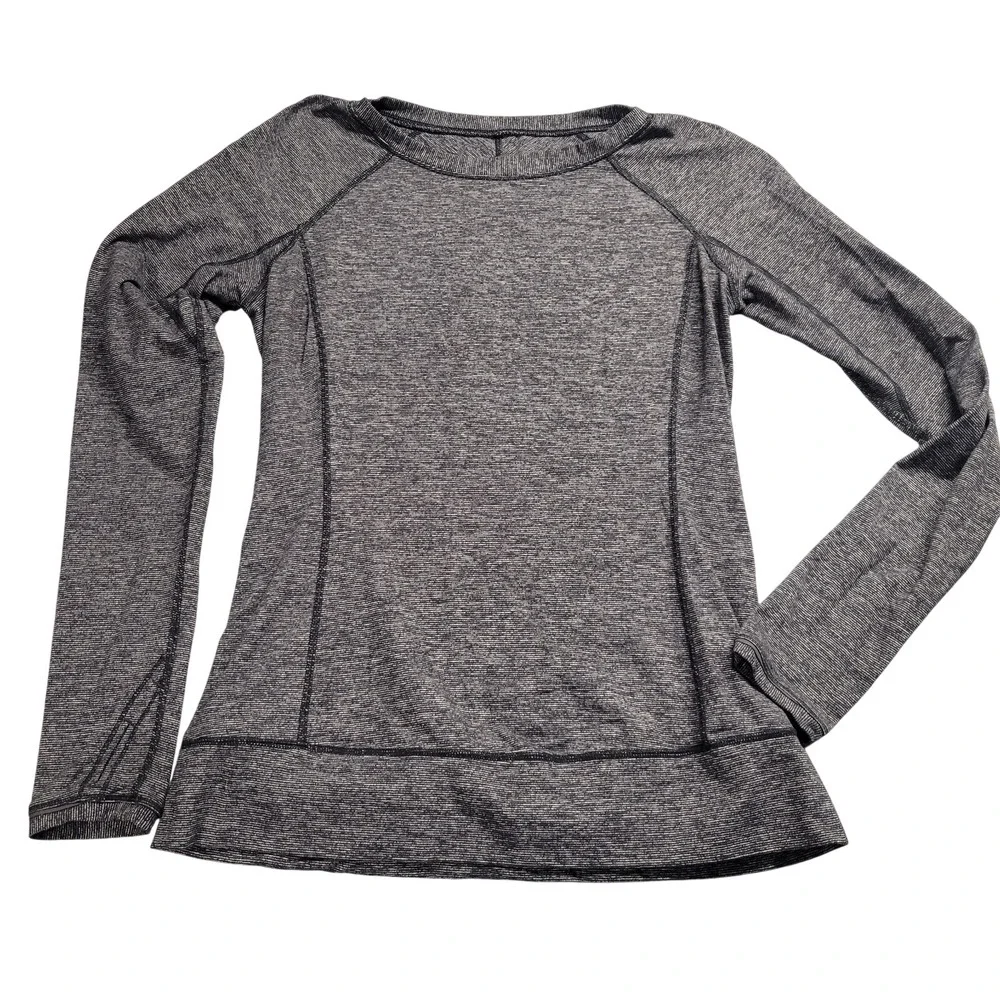 Lululemon Womens Size 10 Space Dye Striped Long Sleeve Athletic Top Thumbholes
